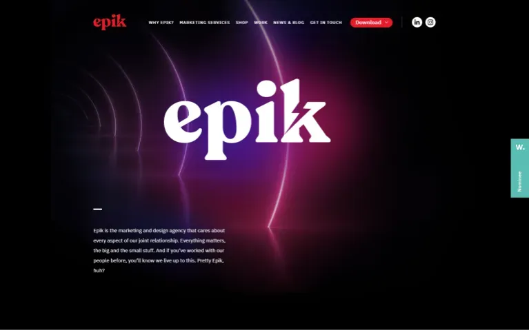 Screenshot of Epik homepage
