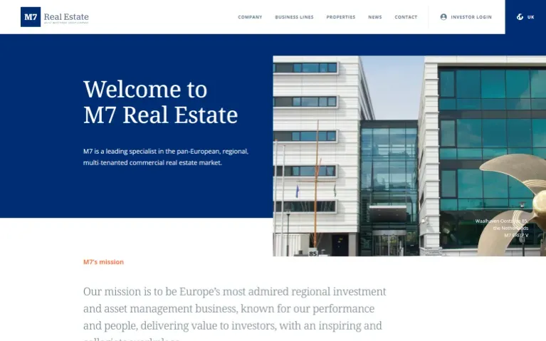Screenshot of M7 Real Estate homepage