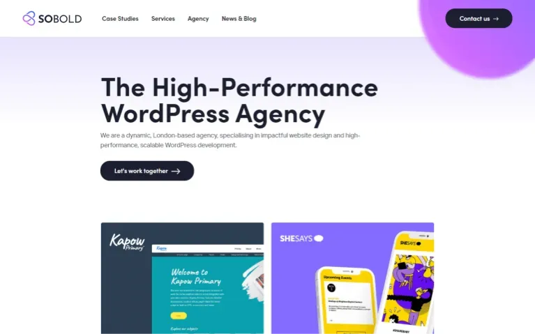 Screenshot of SoBold homepage