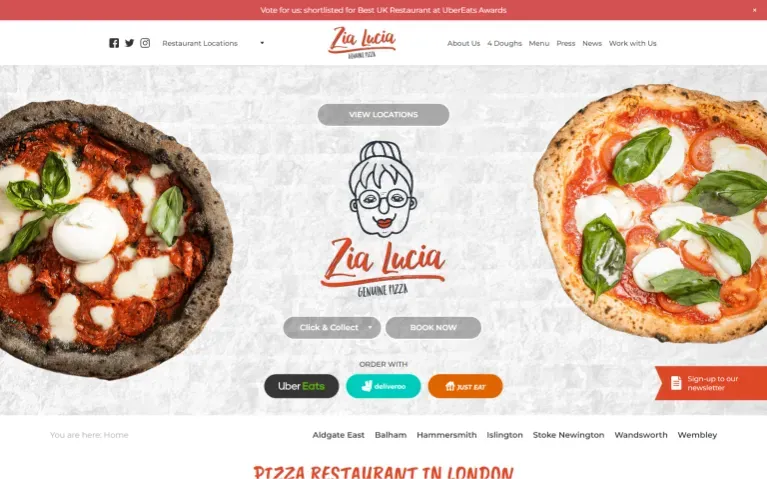 Screenshot of Zia Lucia homepage